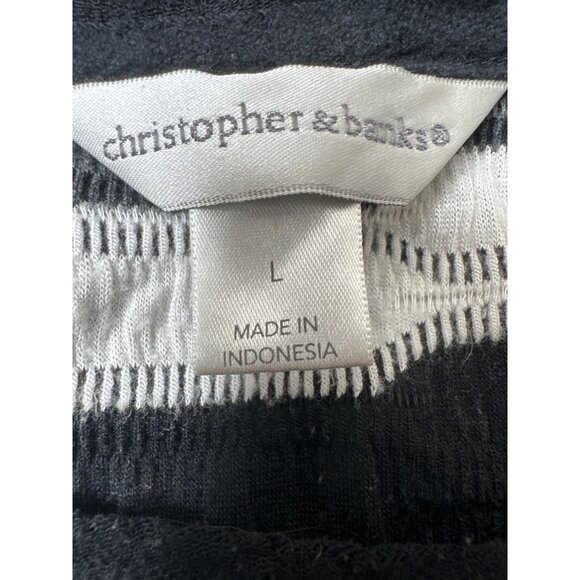 Christopher & Banks Womens Black & White Striped Knit Sweater Top Large - Picture 4 of 7